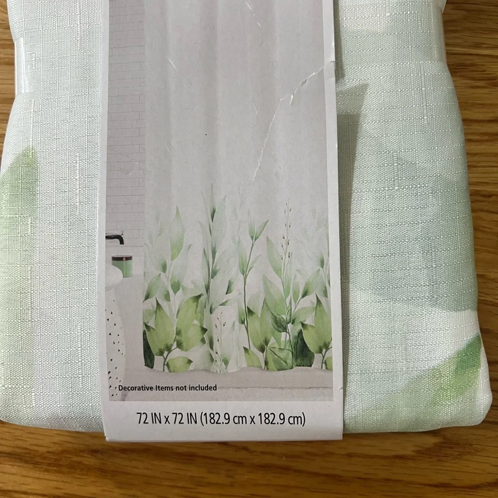 Mainstays Fabric Shower Curtain with Green Accents